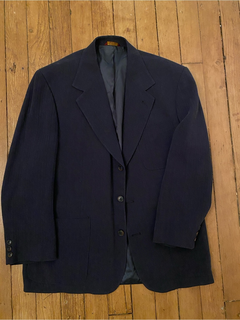 Men's silk Navy Blazer - Classic Tailored Jacket 44S